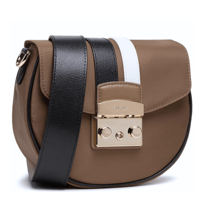 Furla Metropolis Mini Round Crossbody Bag Fango Nero Talco