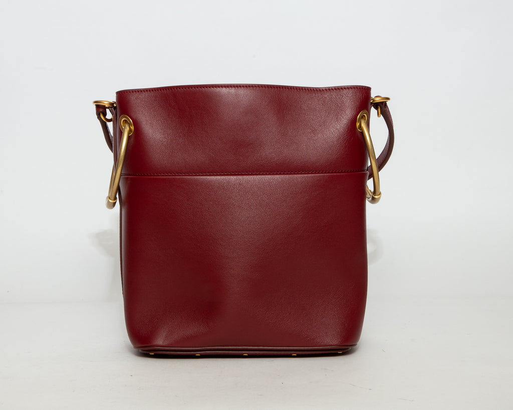 CHLOÉ Premium Leather Bucket Bag - Burgundy