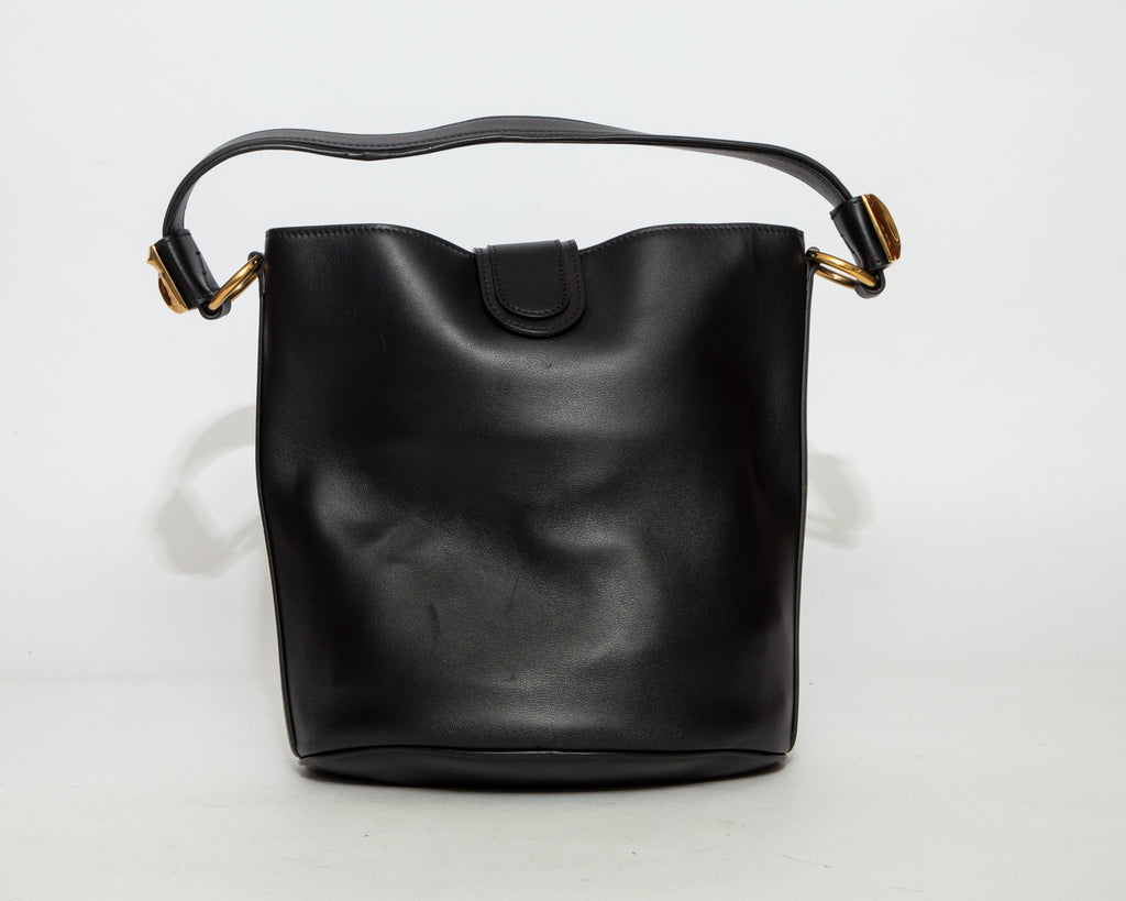 ROBERTO CAVALLI Leather Bucket Bag with Padlock - Black