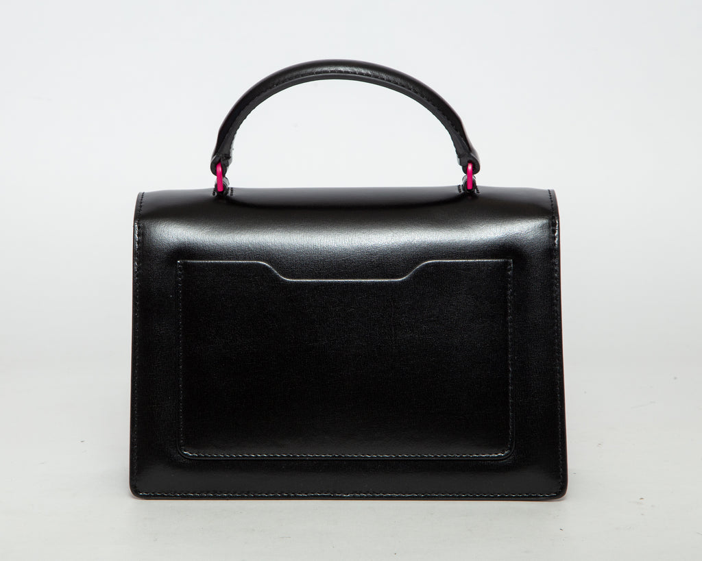 OFF-WHITE™ Leather Top Handle Flap Bag - Black