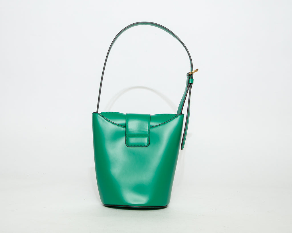 FERRAGAMO Gancini Leather Mini Bucket Bag - Green