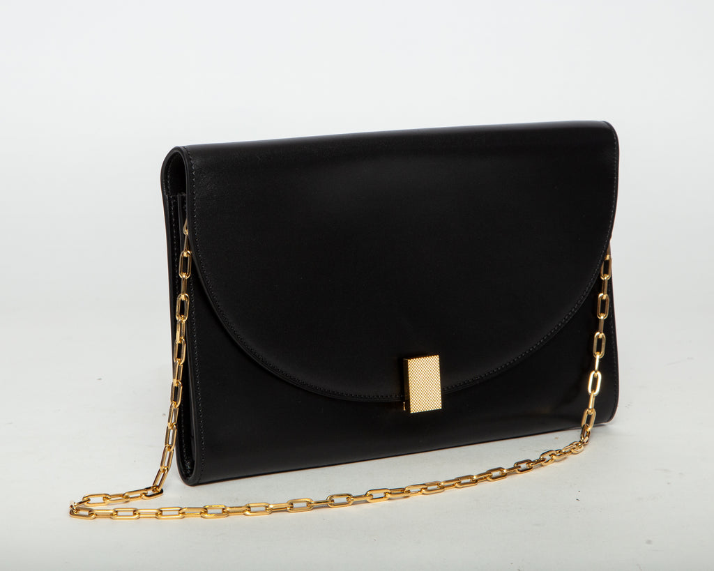 VICTORIA BECKHAM Leather Chain Clutch Bag - Black