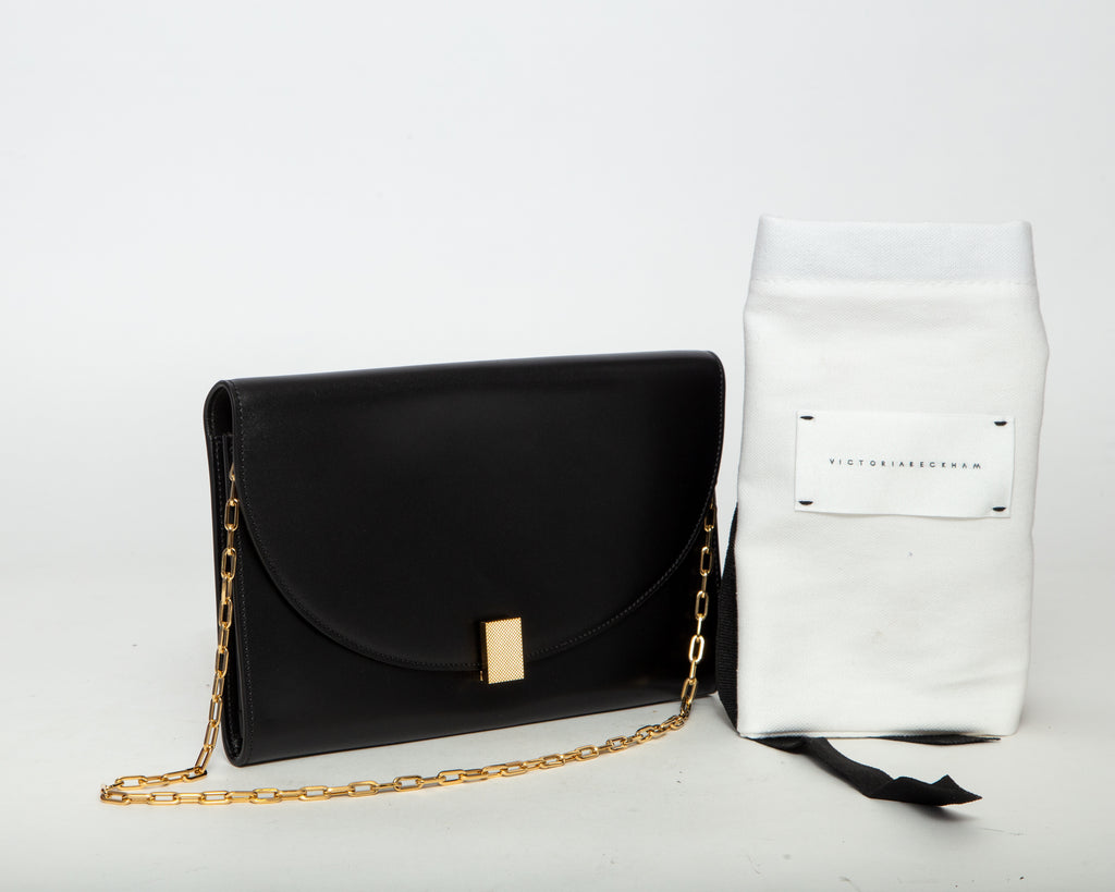 VICTORIA BECKHAM Leather Chain Clutch Bag - Black