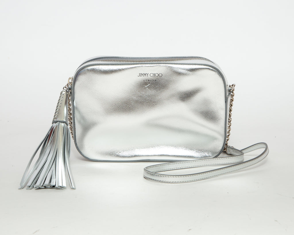 JIMMY CHOO Metallic Leather Camera Bag - Silver