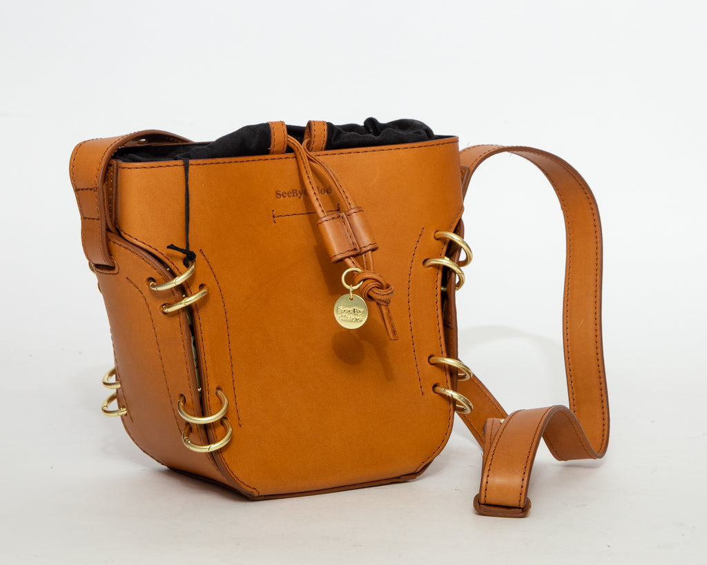 SEE BY CHLOÉ Hana Leather Mini Bucket Bag - Tan/Cognac