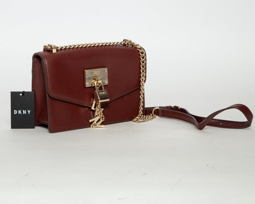 DKNY Leather Padlock Crossbody Bag - Burgundy