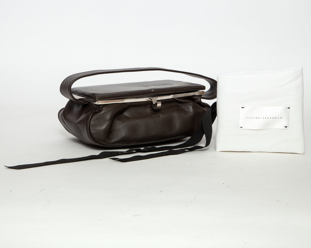 VICTORIA BECKHAM Gathered Nappa Leather Tote - Black