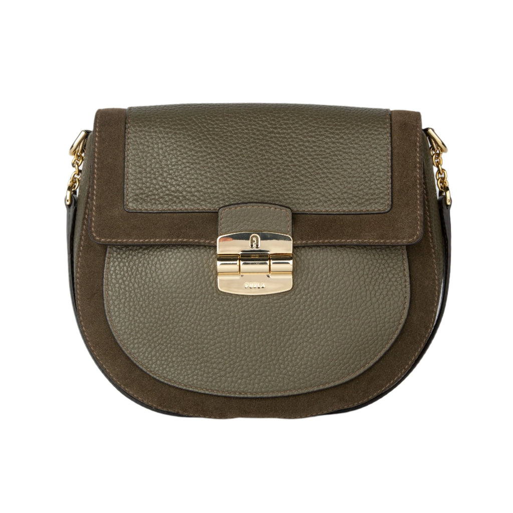 Furla Club Crossbody - Vitello St. Daino - Suede Uni Salvia - AUSOUTLET.com.au