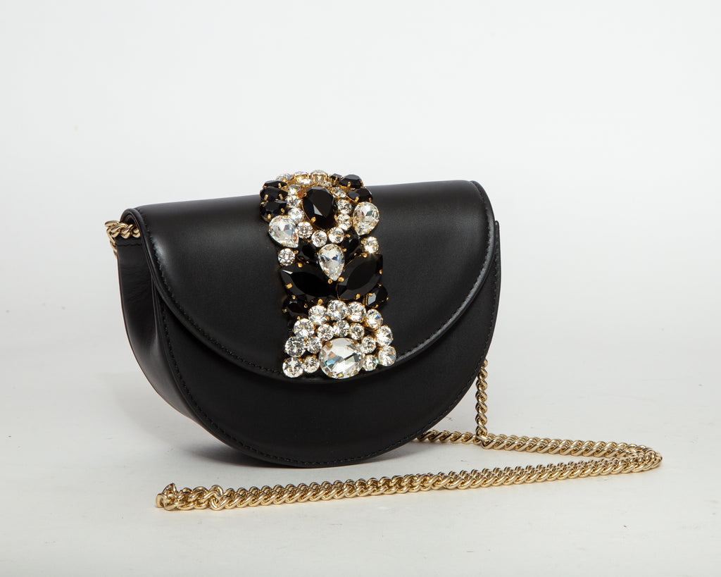 GEDEBE Rhinestone-Embellished Nappa Leather Mini Bag - Black