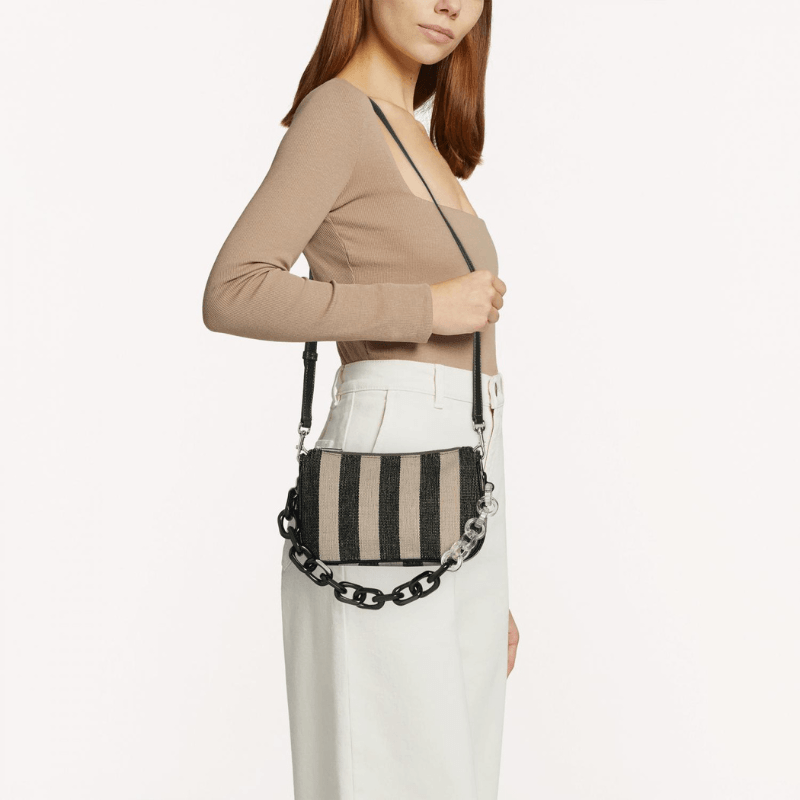 Furla 'Moon' Shoulder Bag - Stripped Toni Nero - AUSOUTLET.com.au