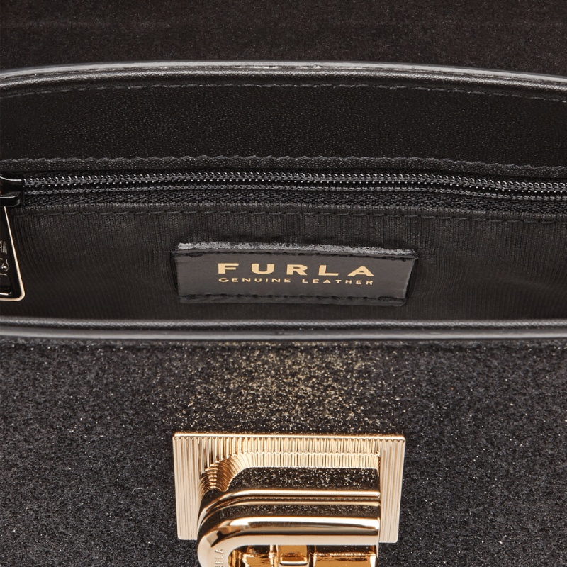 Furla 1927 Mini Top Handle - Nero + Microglitter - AUSOUTLET.com.au