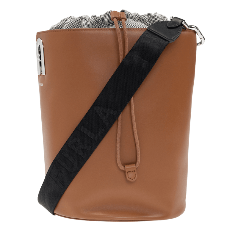 Furla Lipari Small Bucket Bag - Cognac + Nero - AUSOUTLET.com.au