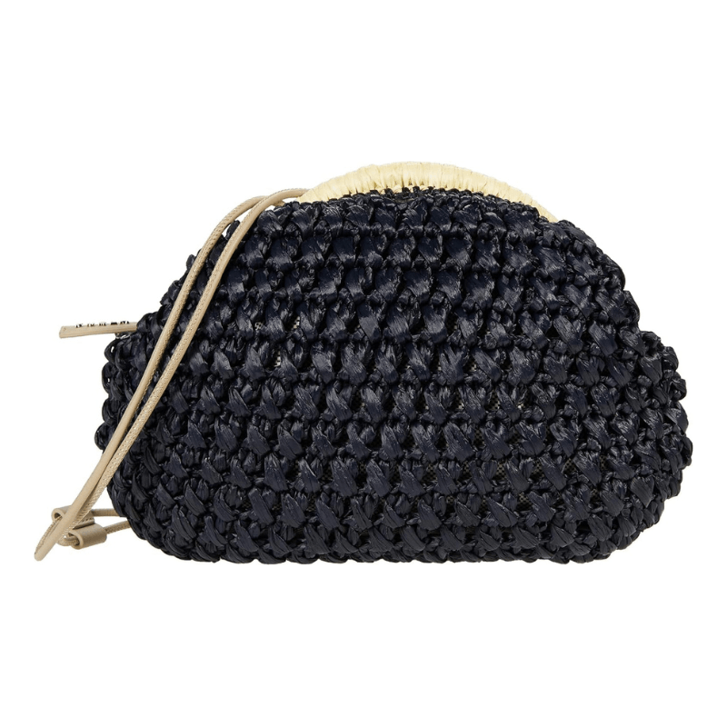 Furla Essential Woven Clutch Crossbody Bag - Black & Cream - AUSOUTLET.com.au