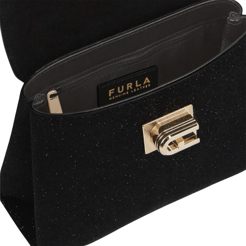 Furla 1927 Mini Top Handle - Nero + Microglitter - AUSOUTLET.com.au