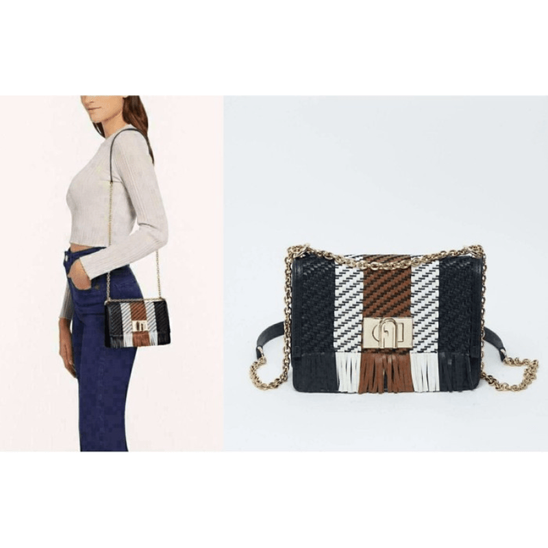 Furla 1927 Mini Crossbody Bag - Nero Talco Cognac - AUSOUTLET.com.au