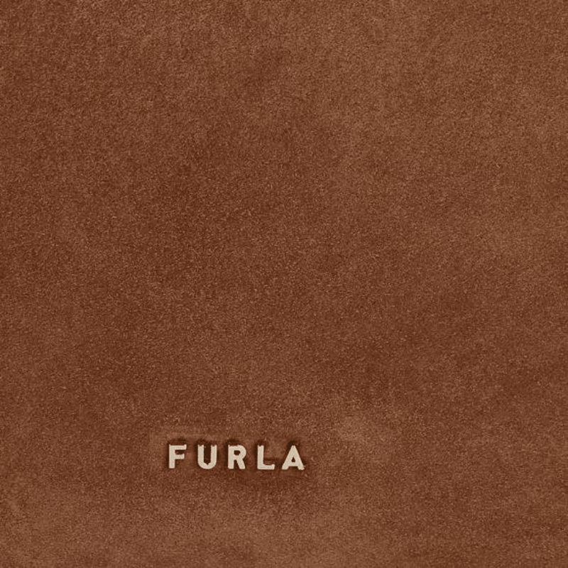 Furla Margherita Suede Medium Shoulder Bag - Cognac + Nero - AUSOUTLET.com.au