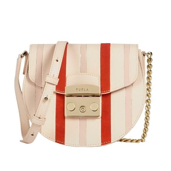 Furla Metropolis Mini Crossbody Round - Tangerine + Beige - AUSOUTLET.com.au