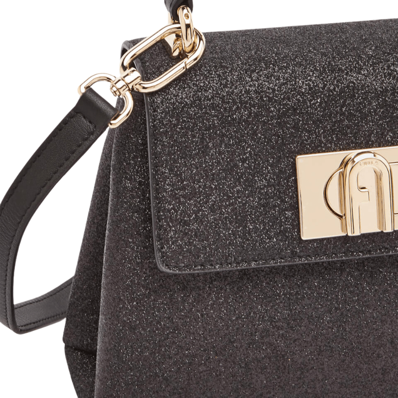 Furla 1927 Mini Top Handle - Nero + Microglitter - AUSOUTLET.com.au