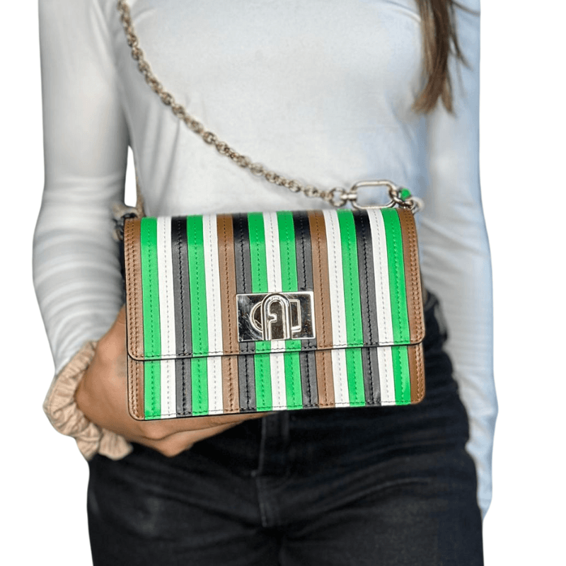 Furla 1927 Mini Crossbody 20 - Nero + Grass + Talco + Cognac - AUSOUTLET.com.au