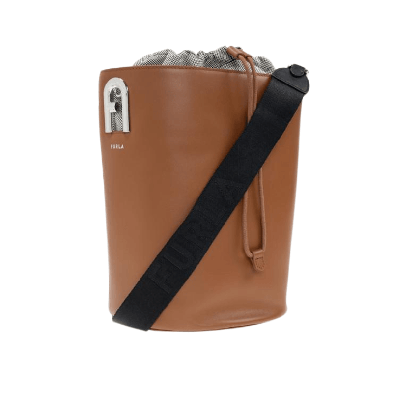 Furla Lipari Small Bucket Bag - Cognac + Nero - AUSOUTLET.com.au