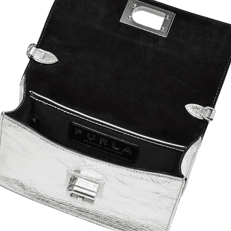 Furla 1927 Soft Mini Crossbody 20 - Silver + Nero - AUSOUTLET.com.au