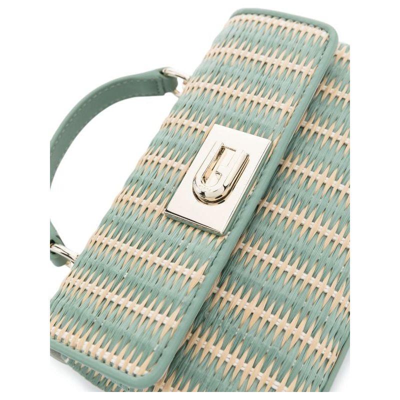 Furla 1927 Mini Crossbody Top Handle Raffia Bag - Mineral Green - AUSOUTLET.com.au