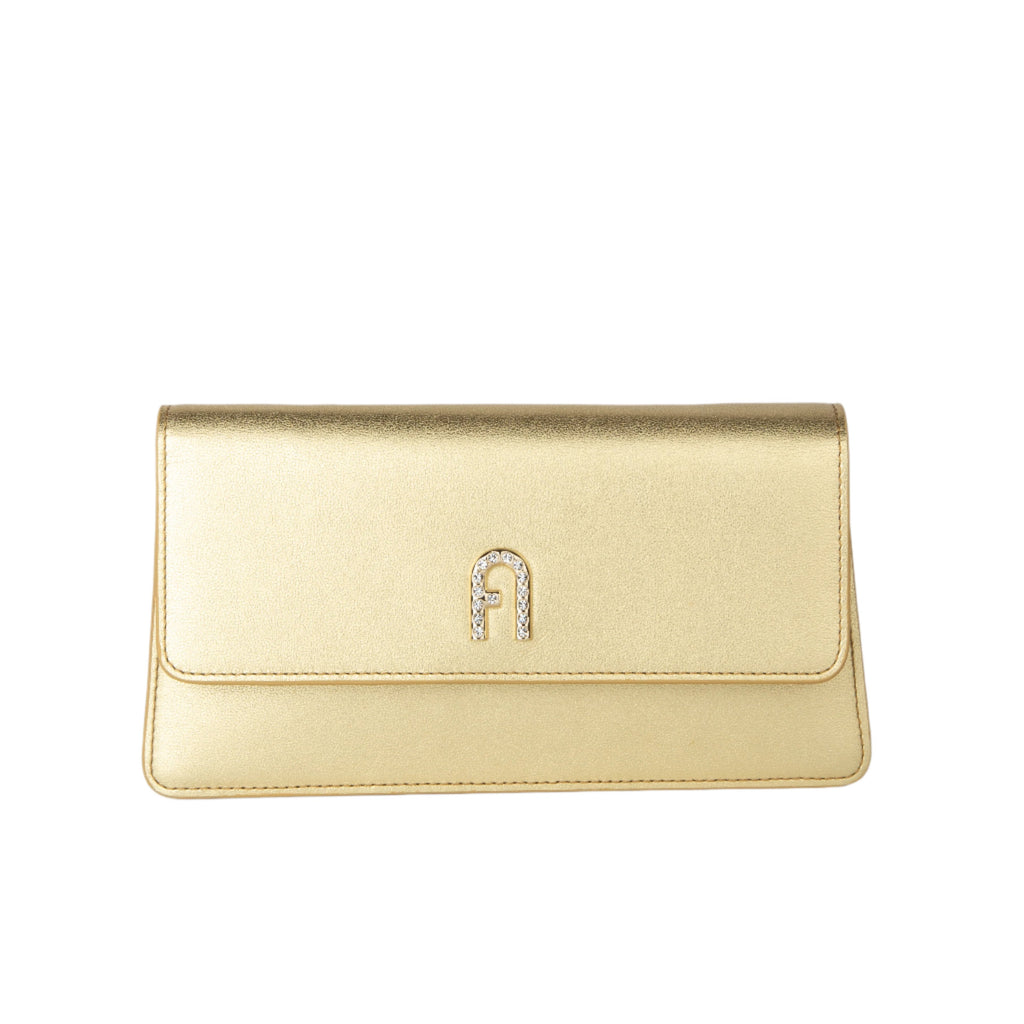 Furla Diamante Mini Shoulder Clutch Bag - Gold - AUSOUTLET.com.au