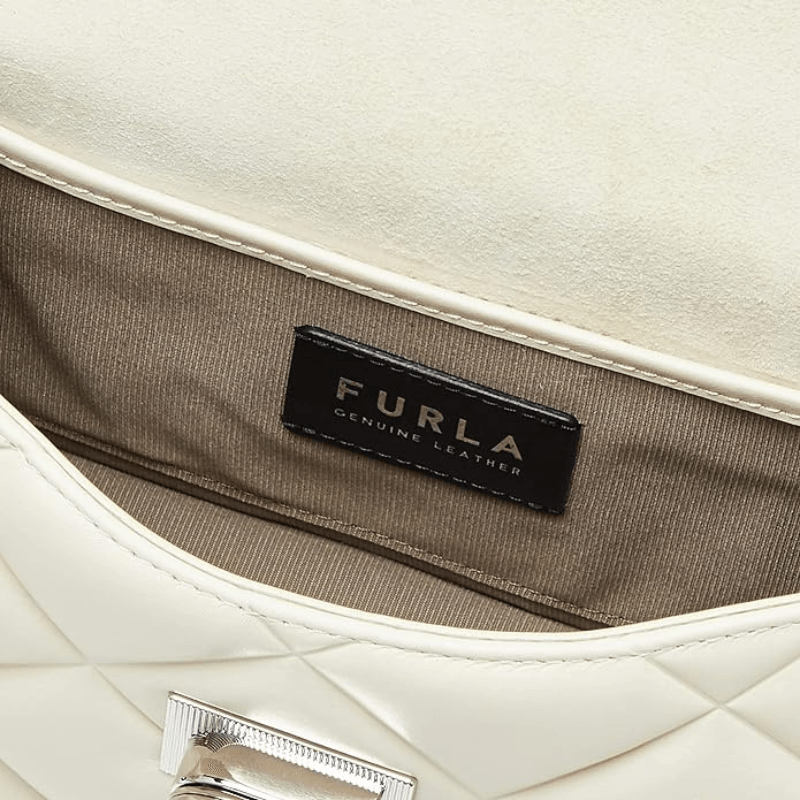 Furla 1927 Soft Mini Crossbody Bag - White Cotton Nero - AUSOUTLET.com.au