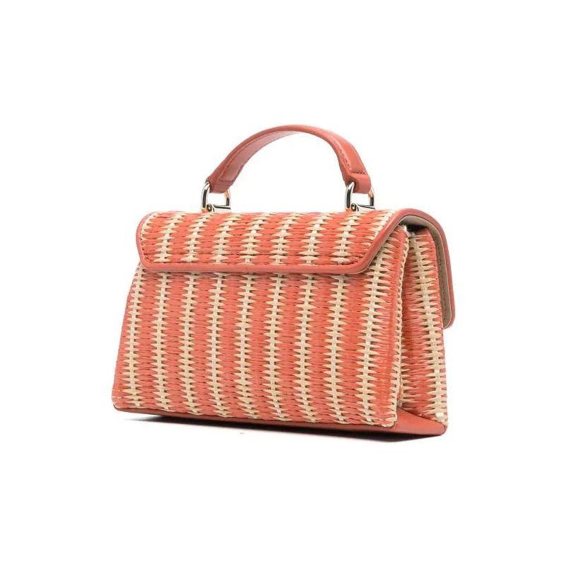 Furla 1927 Mini Crossbody Top Handle Raffia Bag - Orange/Light Beige - AUSOUTLET.com.au