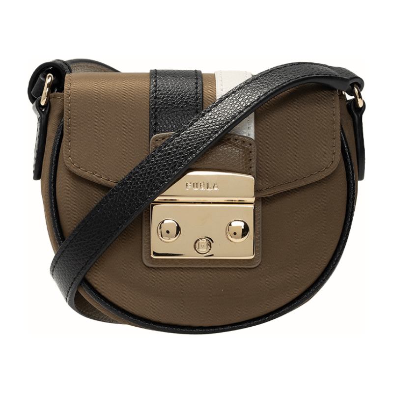 Furla Metropolis Mini Round Crossbody Bag - Fango Nero Talco - AUSOUTLET.com.au