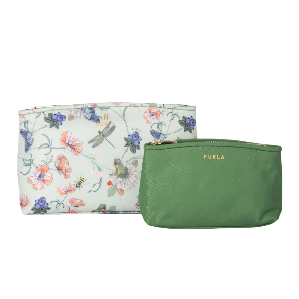 Furla Camelia Cosmetic Case Set - St. Rose Green - AUSOUTLET.com.au