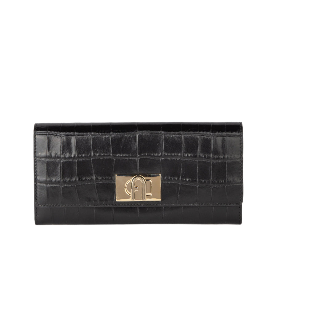 Furla 1927 Continental Wallet - Ares Black and Gold - AUSOUTLET.com.au