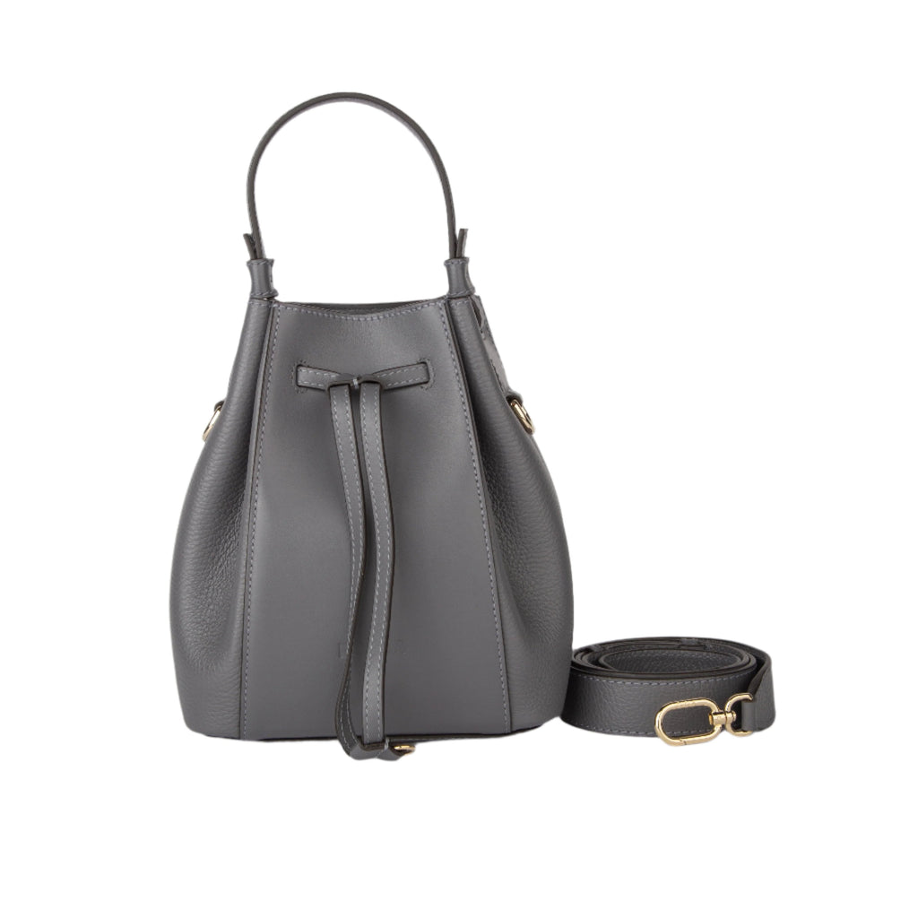 Furla Miastella Mini Bucket Bag - Vitello Roma Grey and Gold - AUSOUTLET.com.au