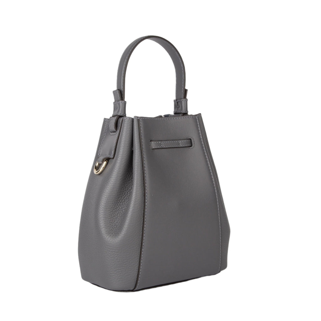 Furla Miastella Mini Bucket Bag - Vitello Roma Grey and Gold - AUSOUTLET.com.au