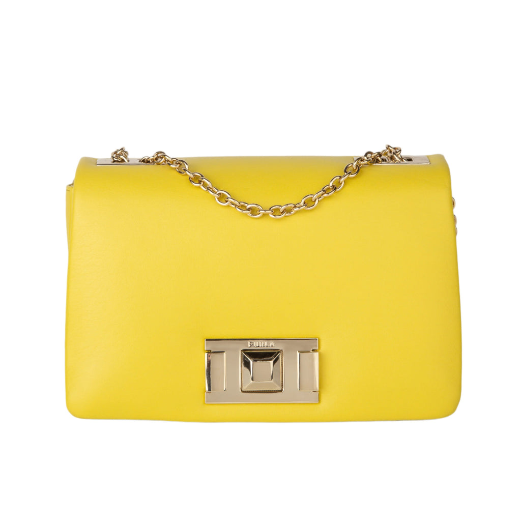 Furla Lulu Mini Crossbody - Vitello Cloud Uni Canary Light Gold - AUSOUTLET.com.au