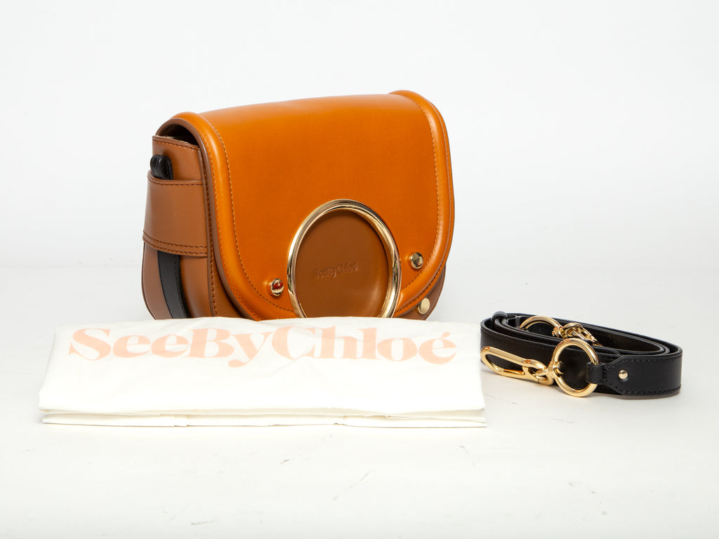 SEE BY CHLOÉ Hana Studded Color-Block Crossbody Bag - Brown