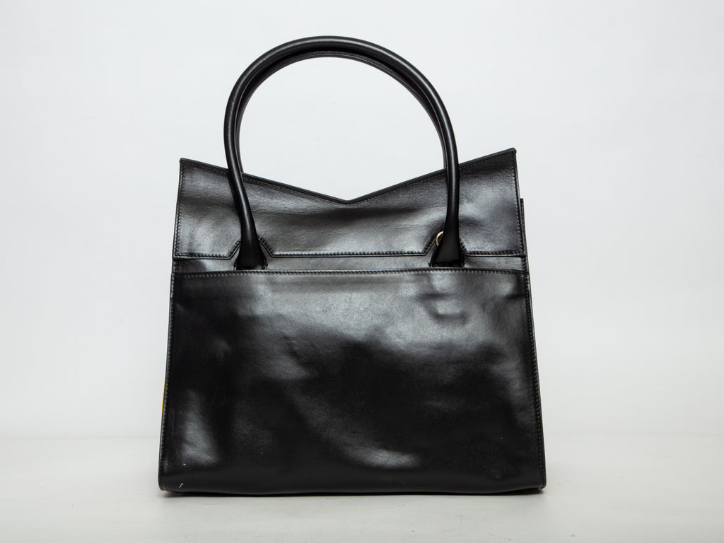 SARA BATTAGLIA Leather Flap Tote Bag - Black