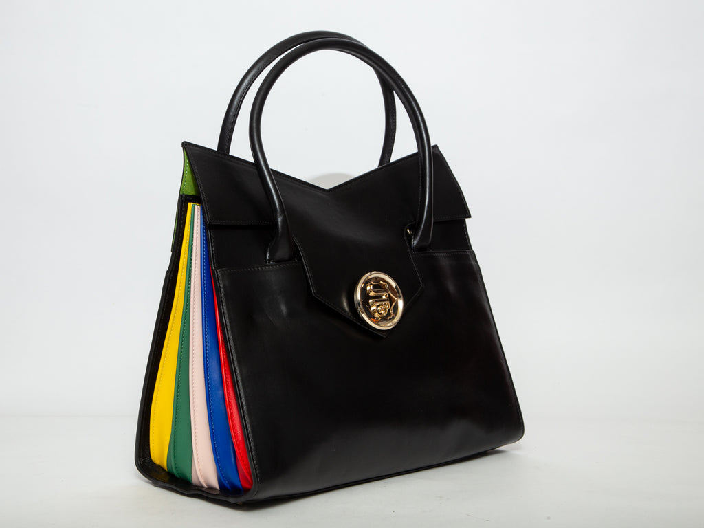 SARA BATTAGLIA Leather Flap Tote Bag - Black