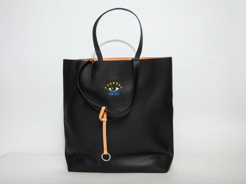 KENZO Textured Leather Shopping Tote - Black