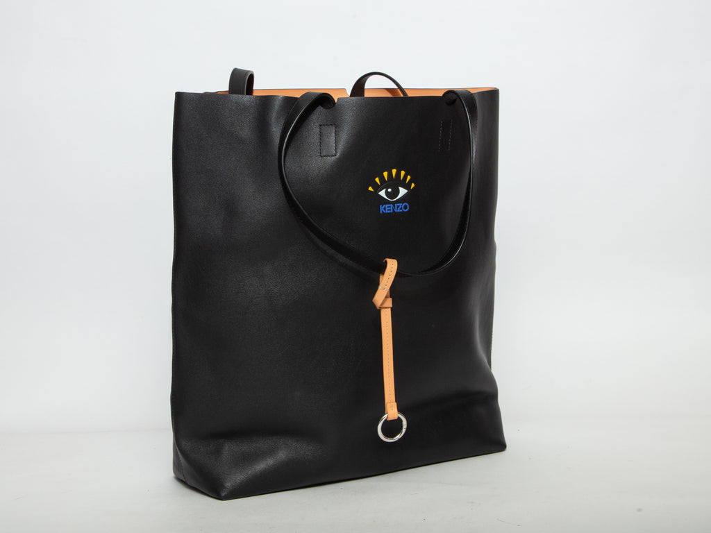 KENZO Textured Leather Shopping Tote - Black