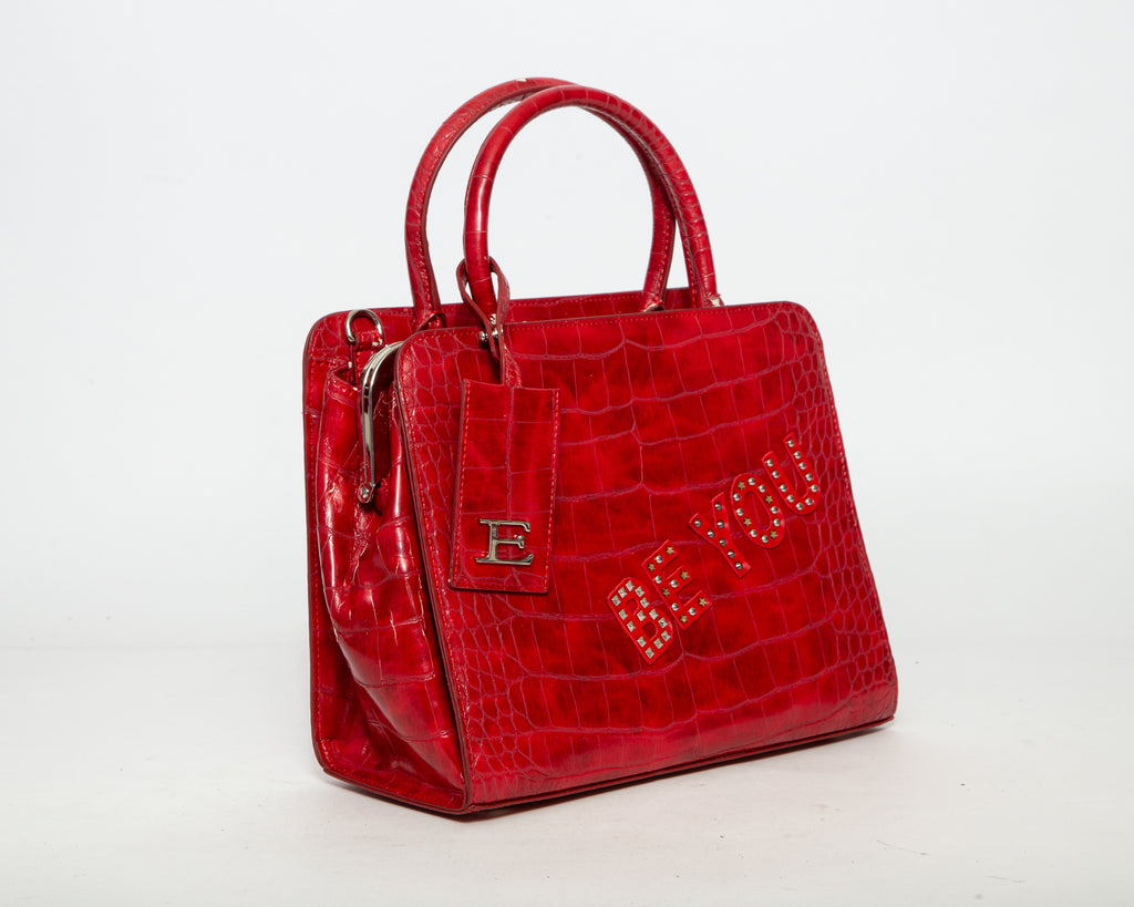 ERMANNO DI ERMANNO SCERVINO Croc-Print Tote Bag - Red