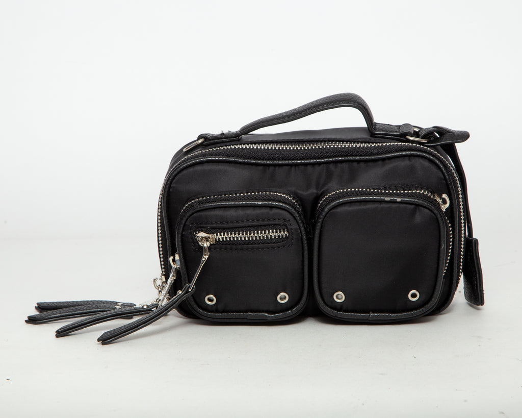 STEVE MADDEN Coated Fabric Mini Bowler Bag - Black