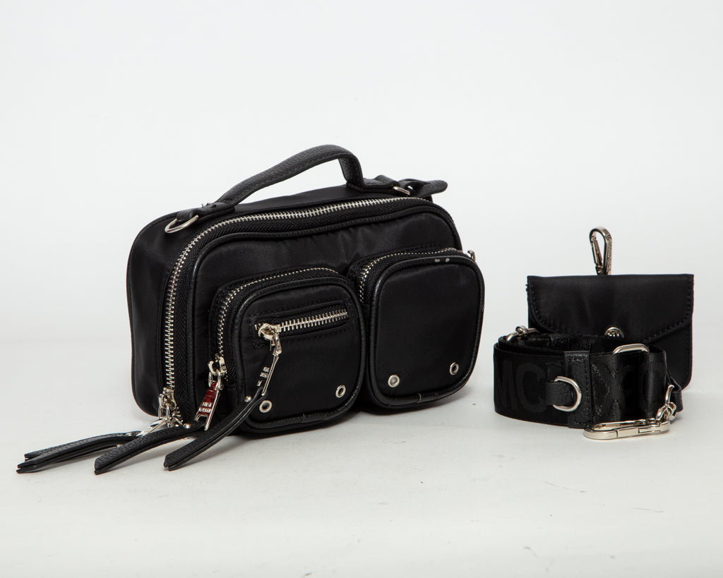 STEVE MADDEN Coated Fabric Mini Bowler Bag - Black