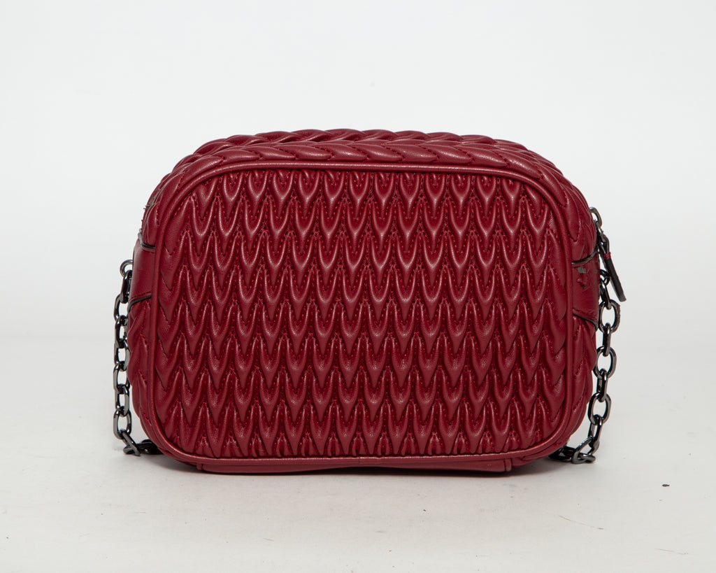 EMPORIO ARMANI Quilted Camera Crossbody Bag - Garnet Red