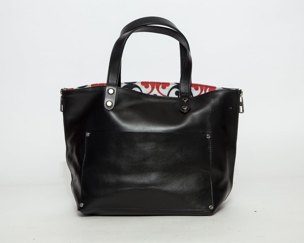 INNUE' Leather Shopper Tote Bag - Black