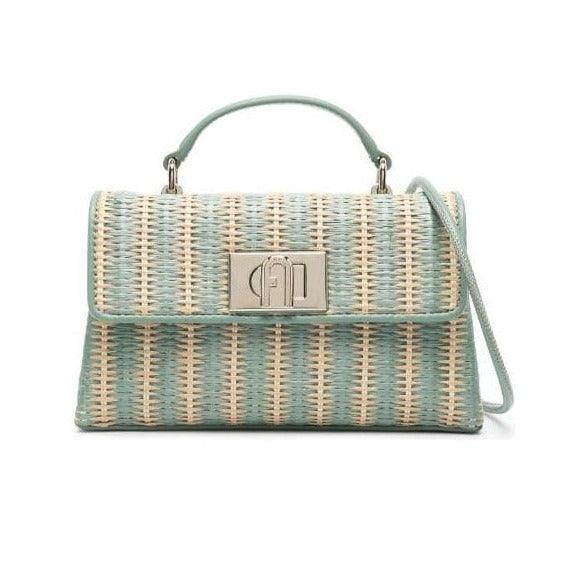 Furla 1927 Mini Crossbody Top Handle Raffia Bag - Mineral Green - AUSOUTLET.com.au