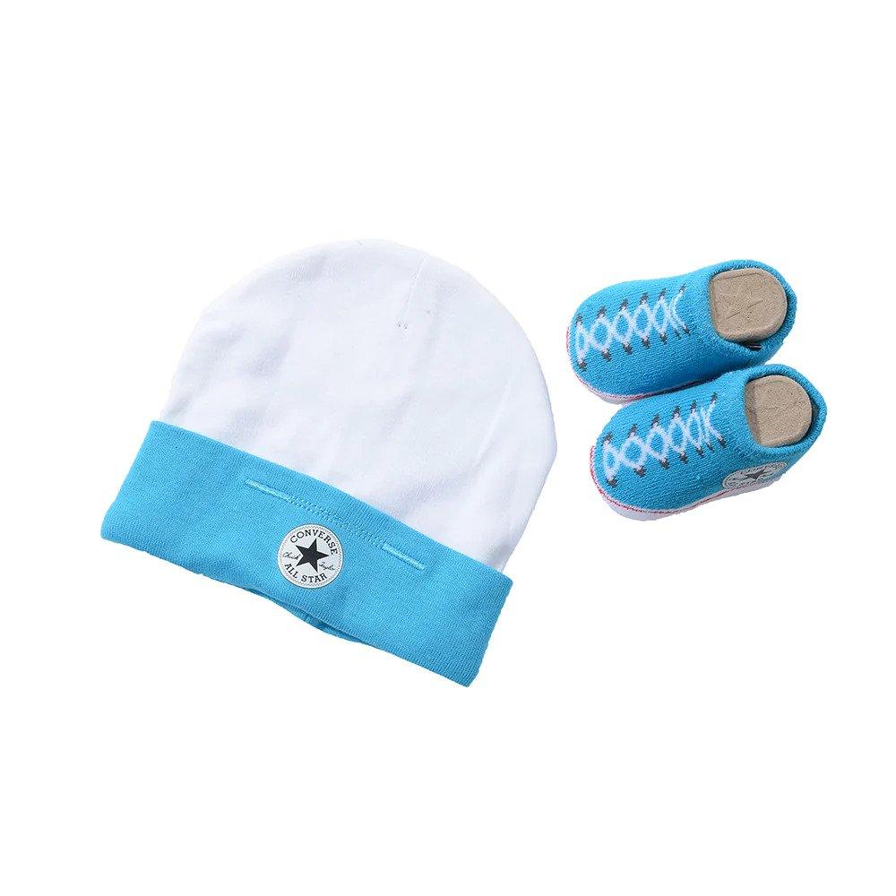 Converse Babies Beanie & Bootie Set - Blue & White - AUSOUTLET.com.au