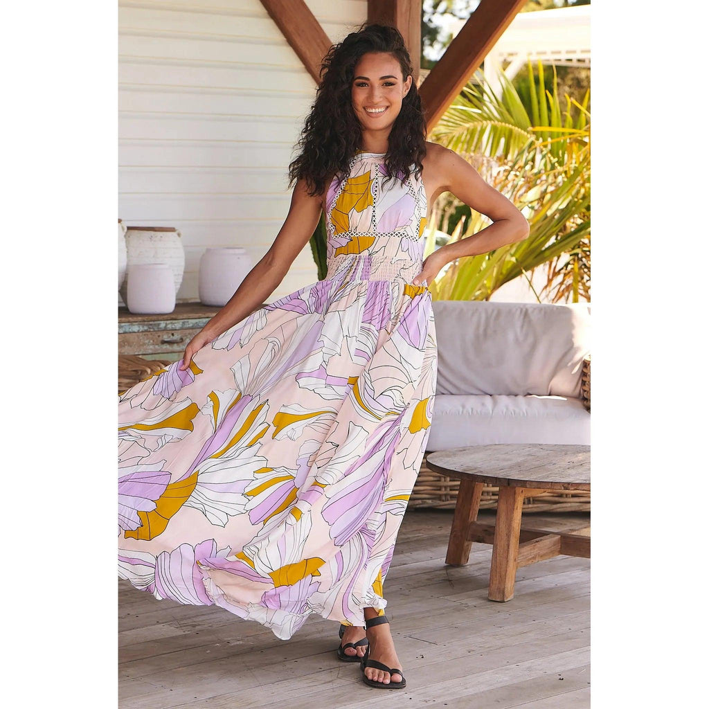 JAASE Endless Summer Lavender Swirl Maxi Dress - AUSOUTLET.com.au