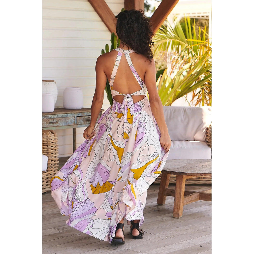 JAASE Endless Summer Lavender Swirl Maxi Dress - AUSOUTLET.com.au