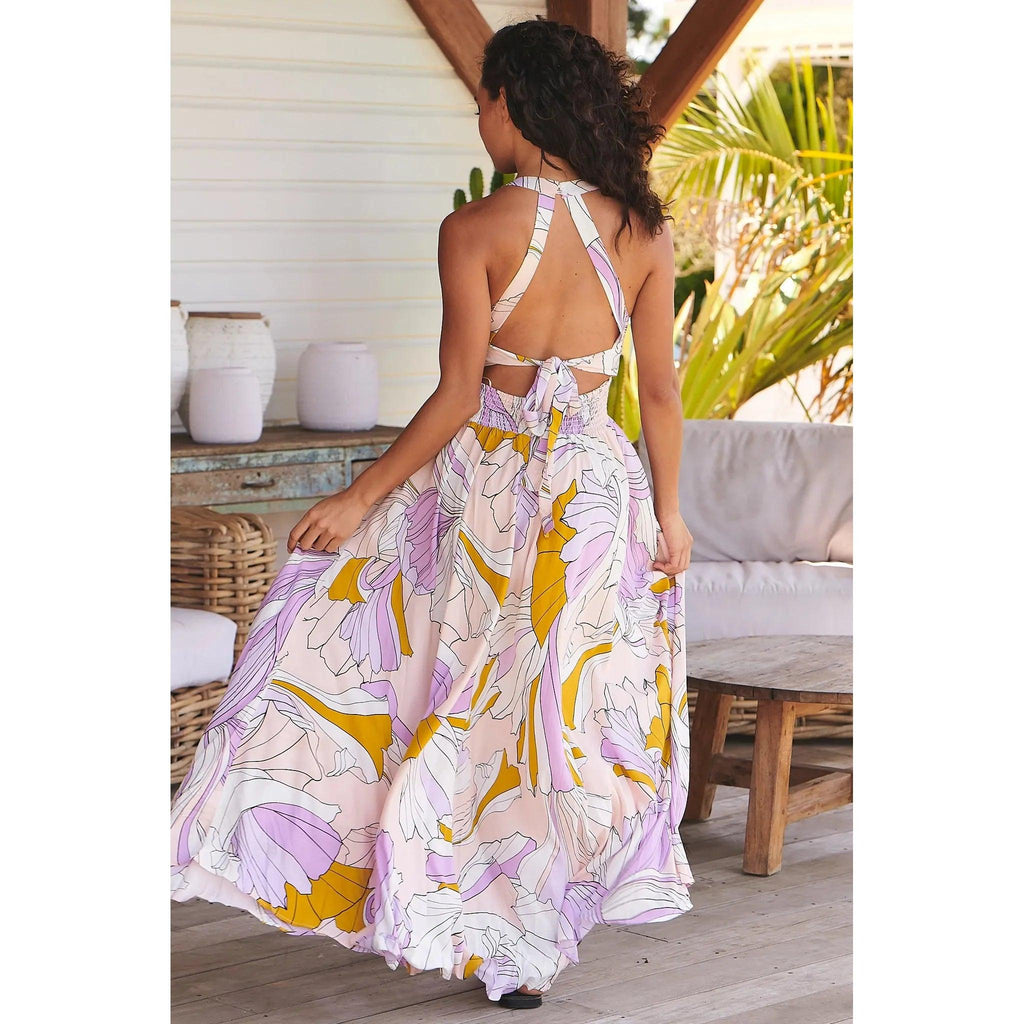 JAASE Endless Summer Lavender Swirl Maxi Dress - AUSOUTLET.com.au